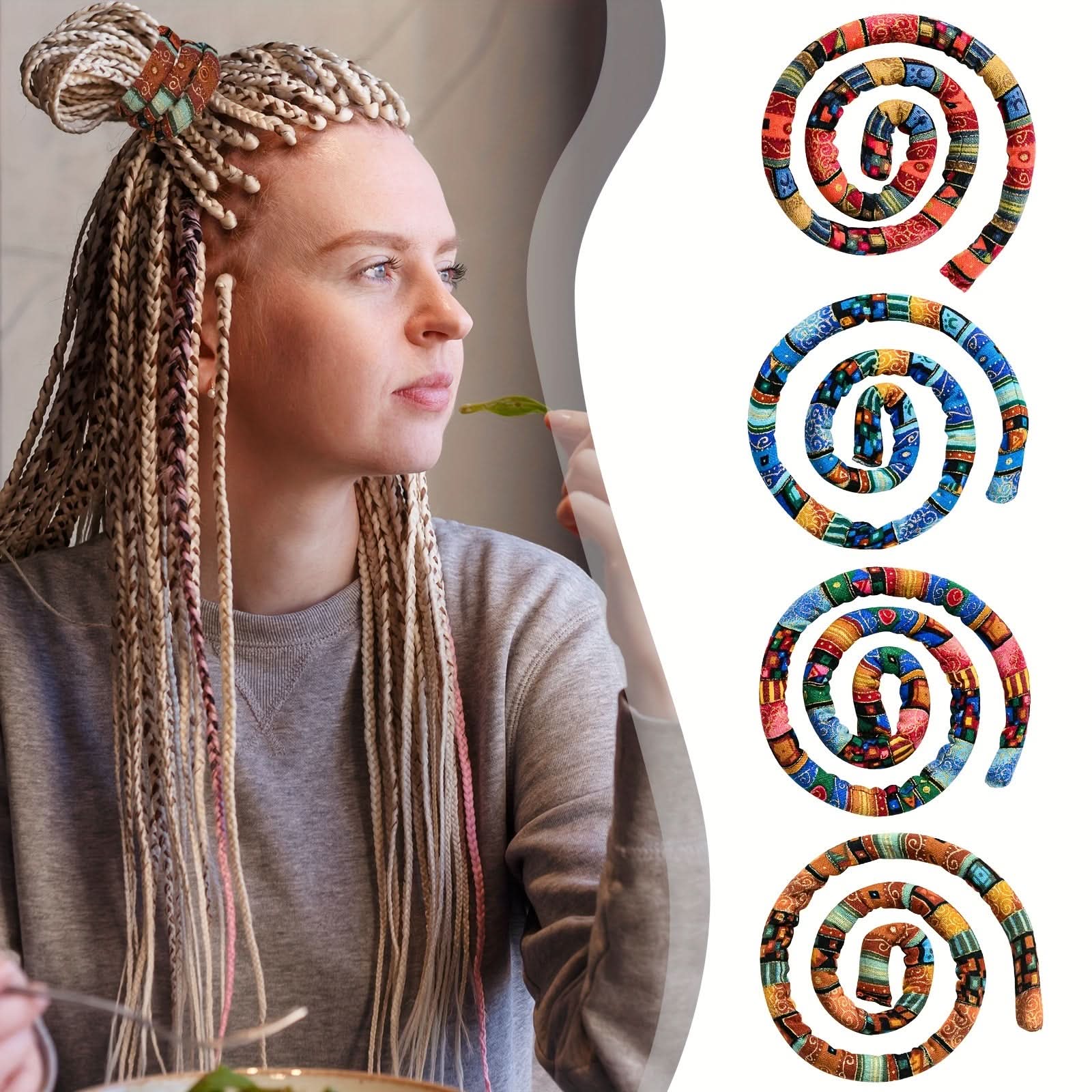4PCS Boho Spiral Hair Ties for Curly Hair