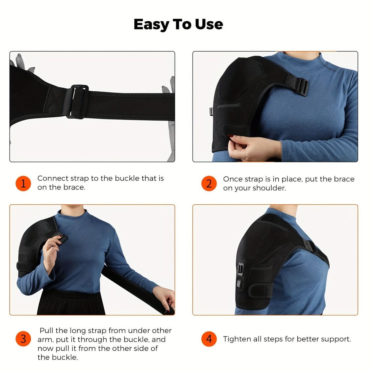 Heated Shoulder Brace with Hot/Cold Therapy - Adjustable Shoulder Wrap