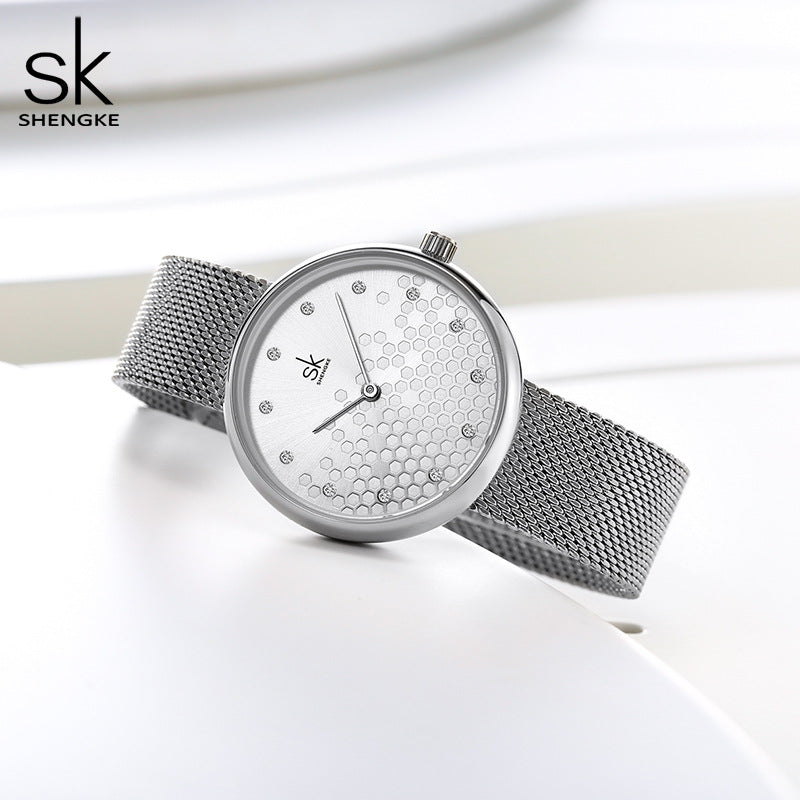 SK Women’s Quartz Watch – Romantic Star Dial, Leather Strap, Fashion Casual Design