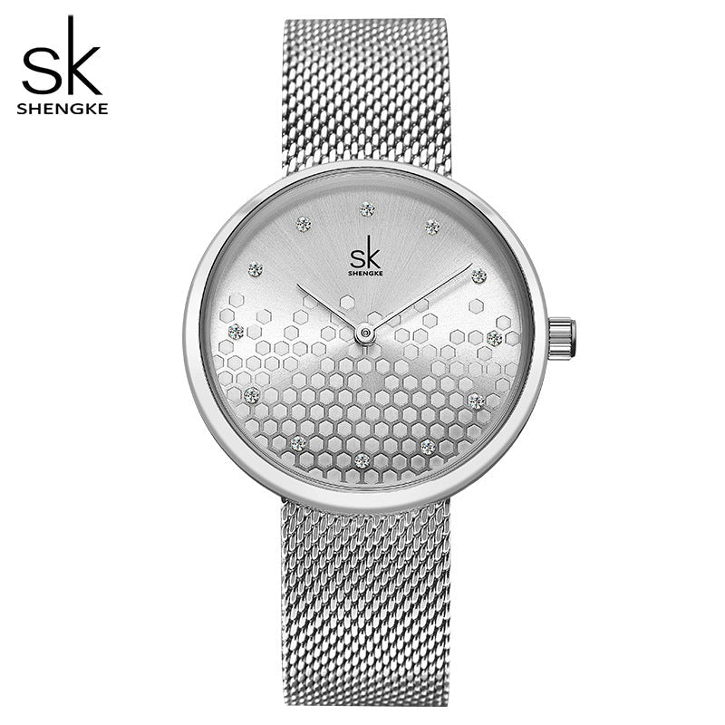 SK Women’s Quartz Watch – Romantic Star Dial, Leather Strap, Fashion Casual Design