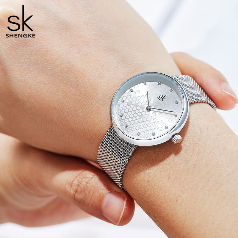 SK Women’s Quartz Watch – Romantic Star Dial, Leather Strap, Fashion Casual Design