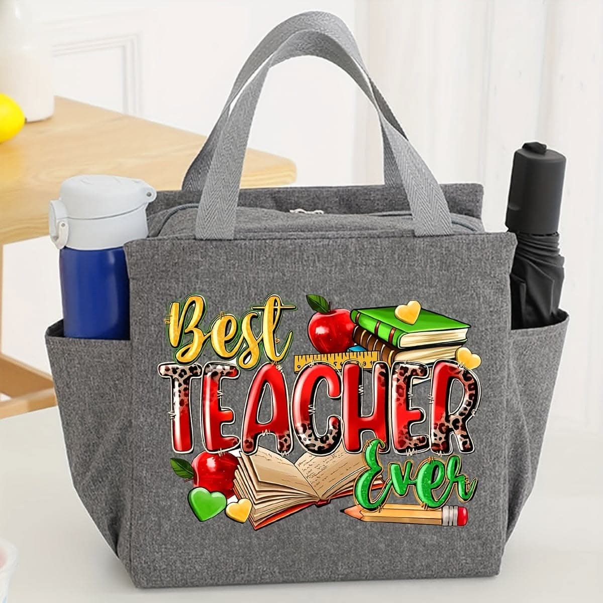 Best Teacher Ever Canvas Lunch Tote – Perfect Teacher Appreciation Gift