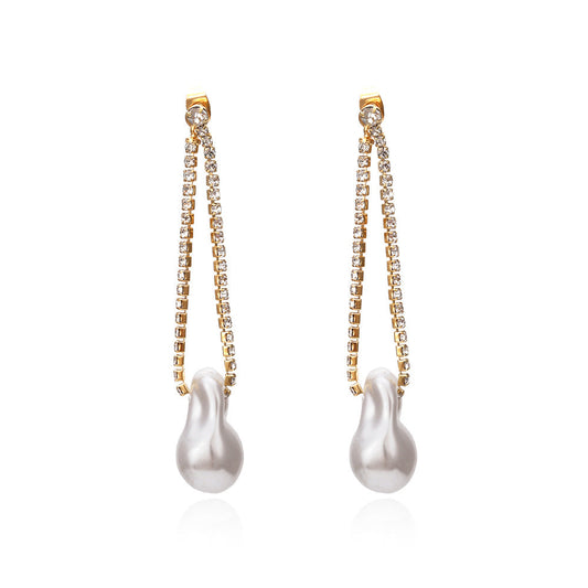 Elegant Teardrop Pearl Tassel Earrings for Women – Fashion Chain Dangle Jewelry