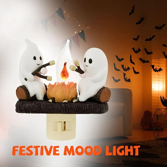 Halloween Ghost Campfire Flickering LED Decor – Flameless Candle Nightlight