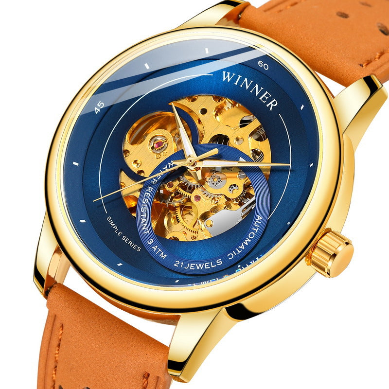 T-Winner Hollow Automatic Watch – 30M Waterproof Men’s Mechanical Leather Timepiece