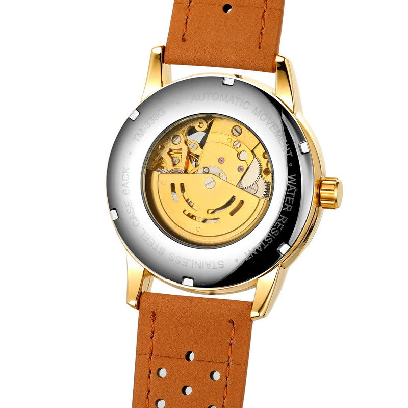 T-Winner Hollow Automatic Watch – 30M Waterproof Men’s Mechanical Leather Timepiece
