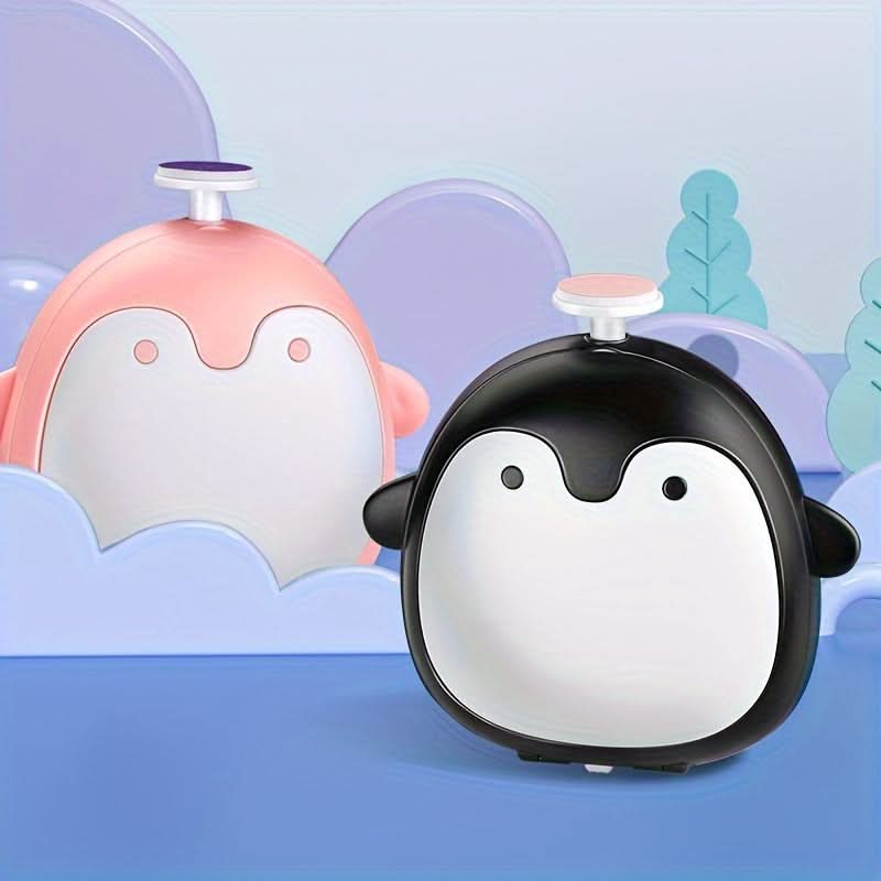 Electric Nail Grinder for Babies, Cartoon Penguin Design, 8 Grinding Heads