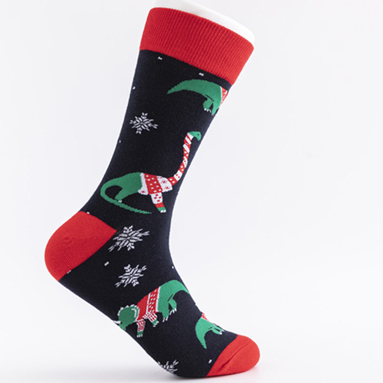 Unisex Cotton Crew Socks – Colorful Christmas Pattern Casual High-Top Socks (41–46)