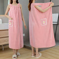 Soft Coral Fleece Bath Towel – Super Absorbent, Machine Washable, with Daisy Pocket