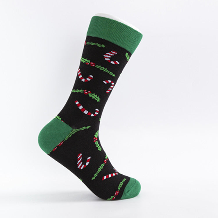 Unisex Cotton Crew Socks – Colorful Christmas Pattern Casual High-Top Socks (41–46)