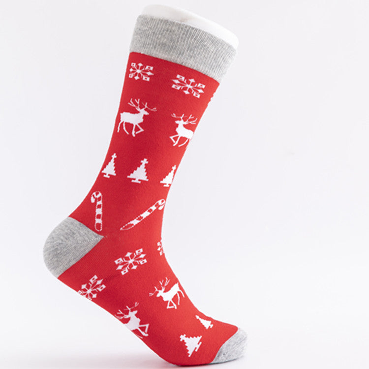 Unisex Cotton Crew Socks – Colorful Christmas Pattern Casual High-Top Socks (41–46)