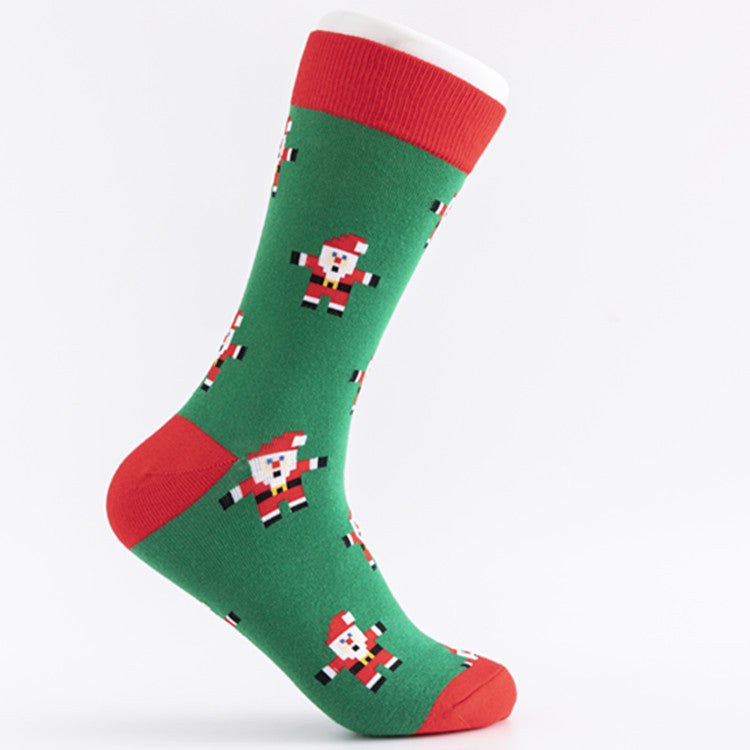 Unisex Cotton Crew Socks – Colorful Christmas Pattern Casual High-Top Socks (41–46)