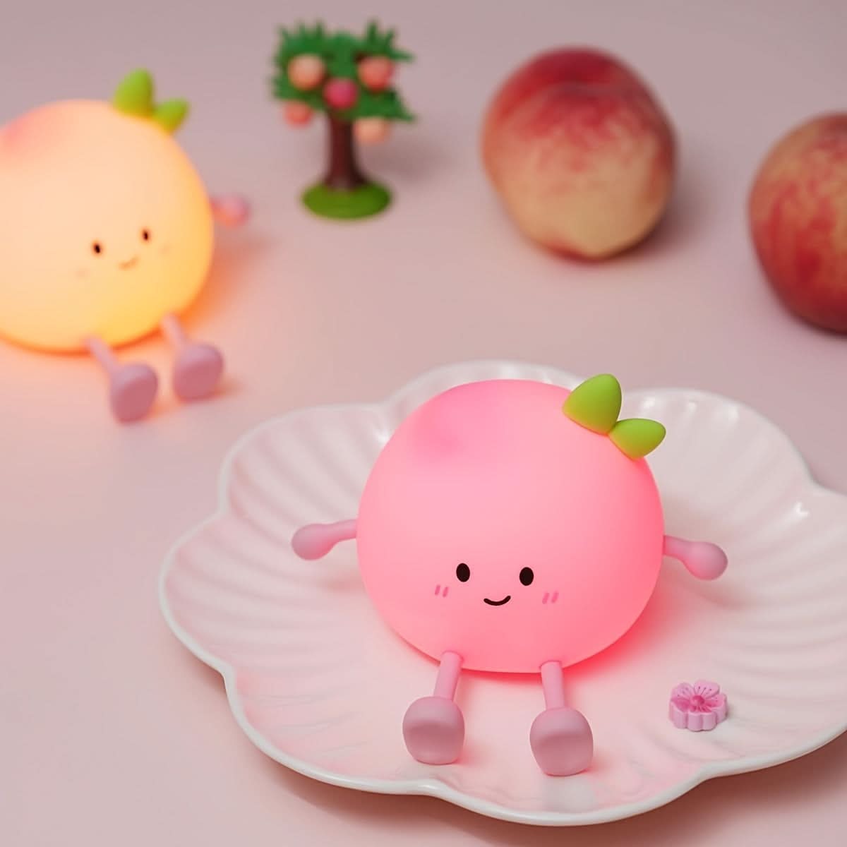 2-in-1 Rechargeable Pink Peach Night Light & Phone Holder
