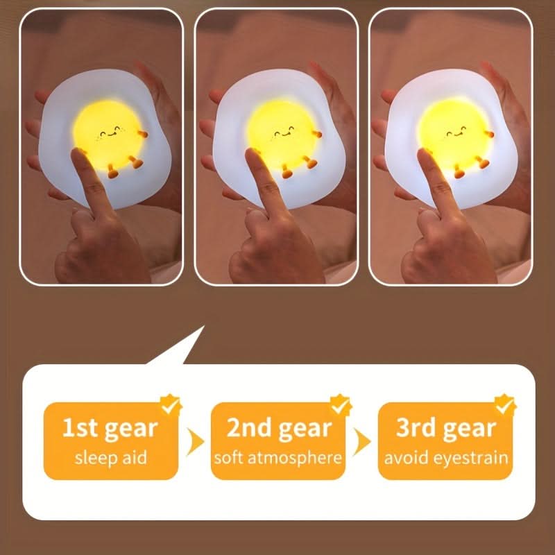 Cute Cartoon Egg Night Light – Dimmable LED Lamp with Timer & USB Charging