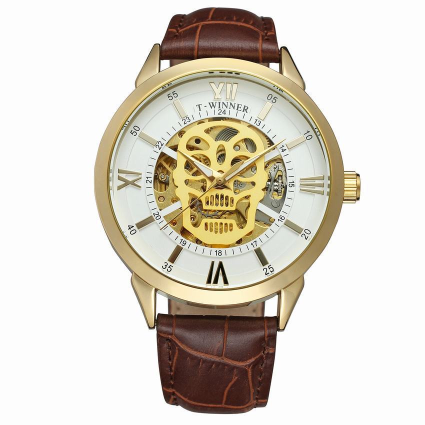 T-WINNER Skull Skeleton Automatic Mechanical Watch for Men – Waterproof Timepiece