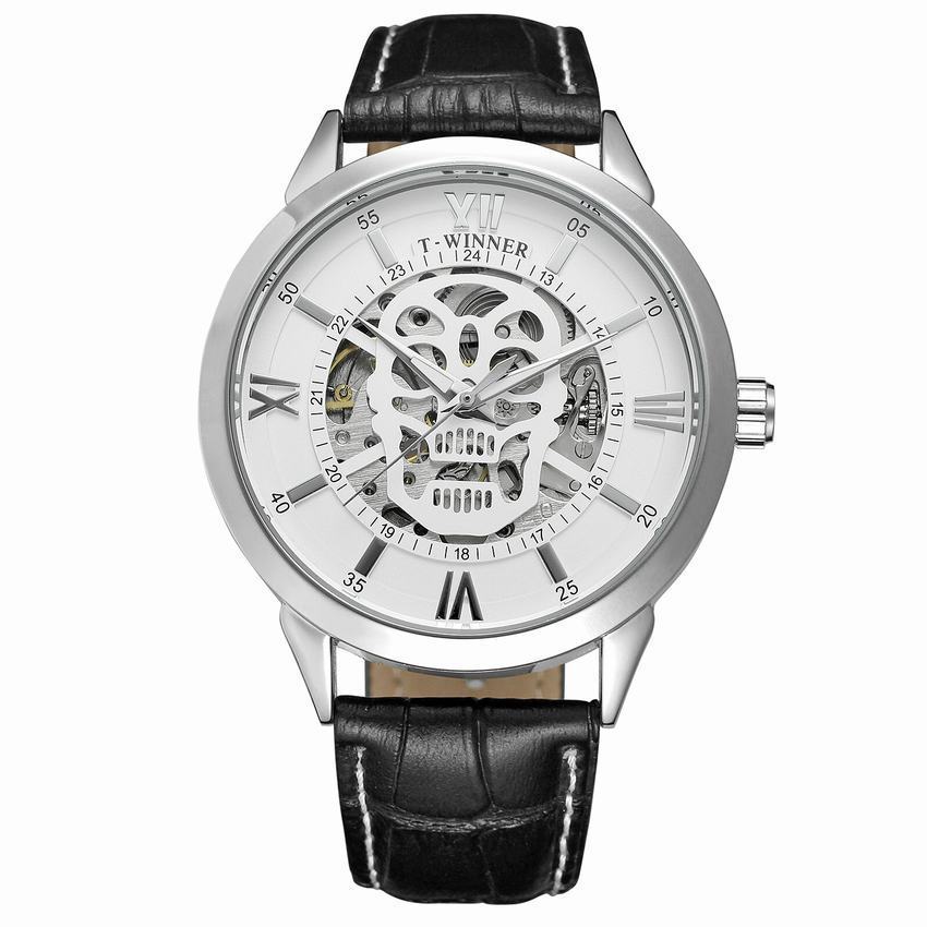 T-WINNER Skull Skeleton Automatic Mechanical Watch for Men – Waterproof Timepiece