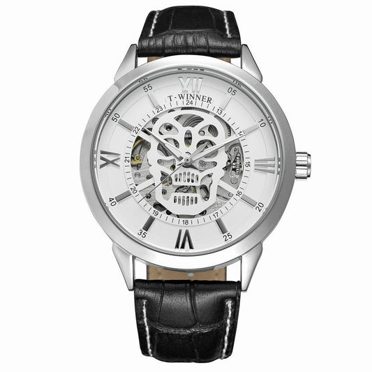 T-WINNER Skull Skeleton Automatic Mechanical Watch for Men – Waterproof Timepiece