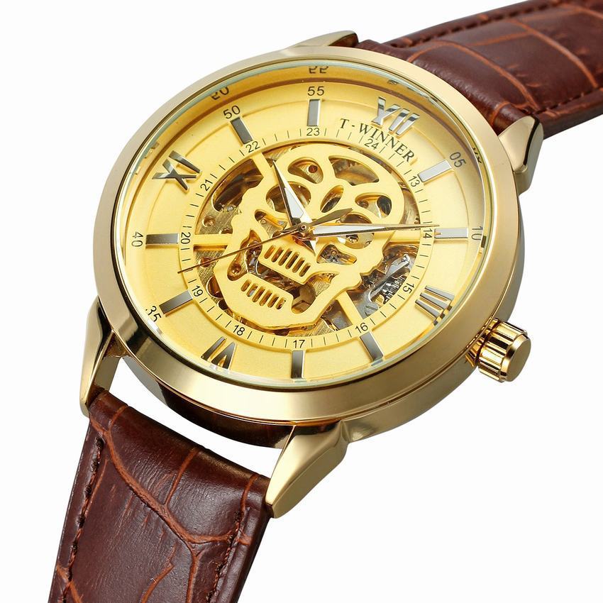 T-WINNER Skull Skeleton Automatic Mechanical Watch for Men – Waterproof Timepiece