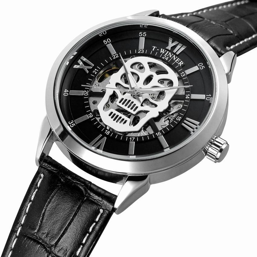 T-WINNER Skull Skeleton Automatic Mechanical Watch for Men – Waterproof Timepiece