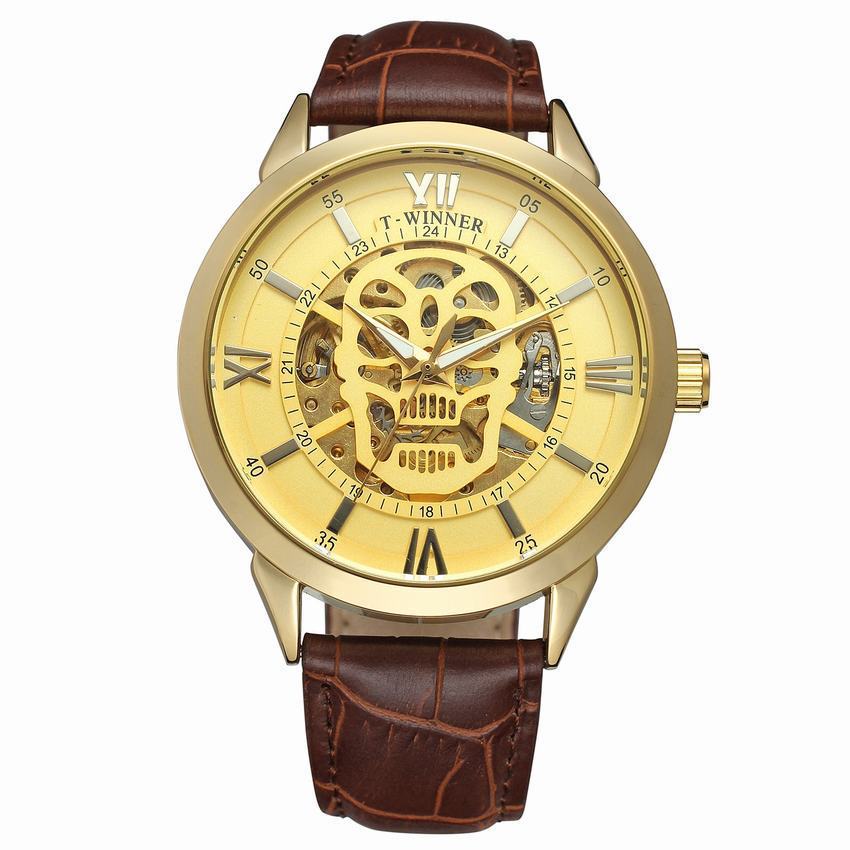 T-WINNER Skull Skeleton Automatic Mechanical Watch for Men – Waterproof Timepiece