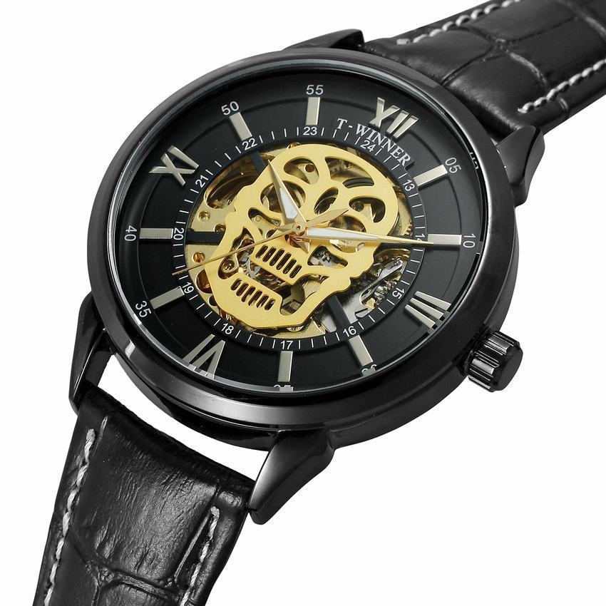 T-WINNER Skull Skeleton Automatic Mechanical Watch for Men – Waterproof Timepiece