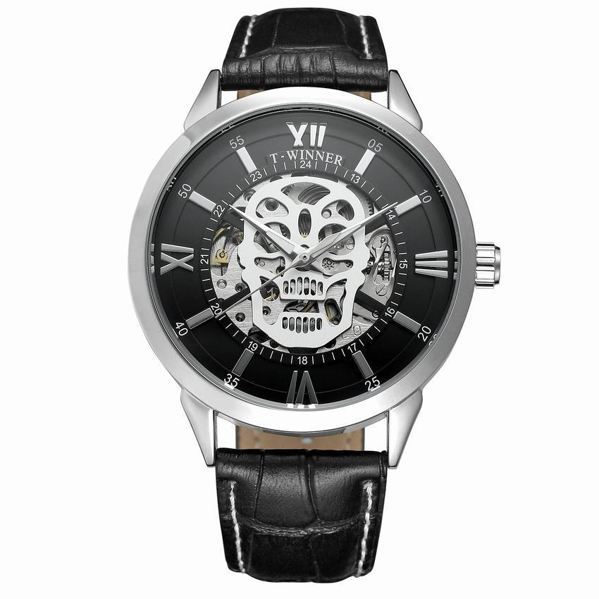 T-WINNER Skull Skeleton Automatic Mechanical Watch for Men – Waterproof Timepiece