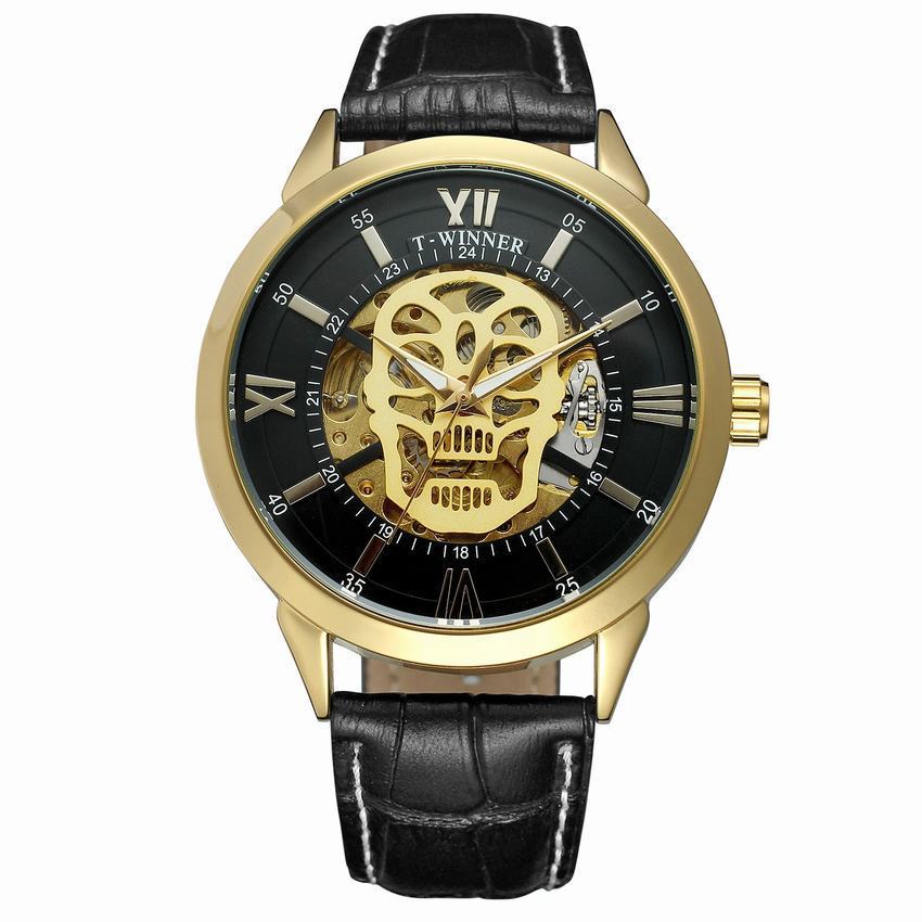 T-WINNER Skull Skeleton Automatic Mechanical Watch for Men – Waterproof Timepiece