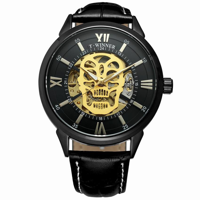 T-WINNER Skull Skeleton Automatic Mechanical Watch for Men – Waterproof Timepiece