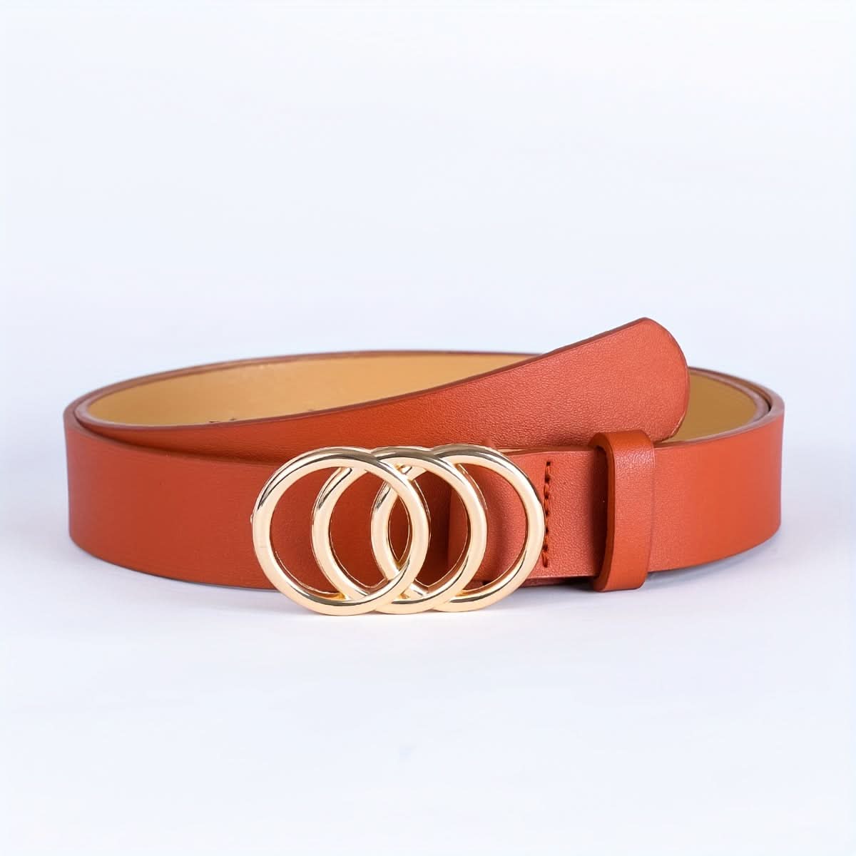 Men's Sporty Faux Leather Double Buckle Belt