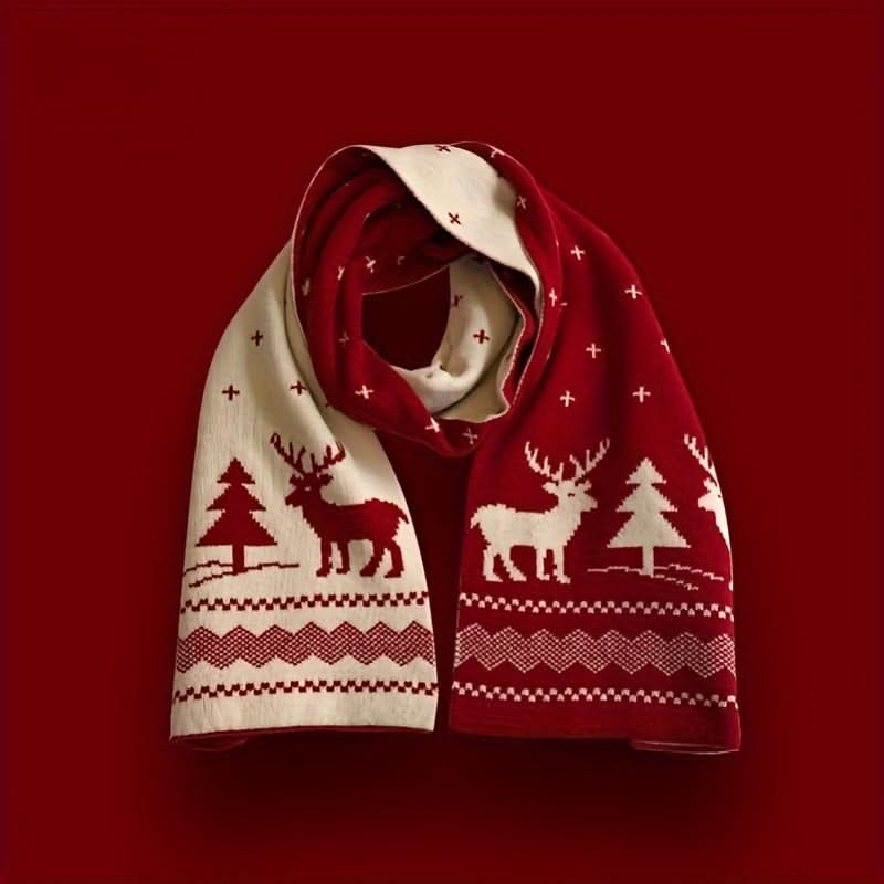 Pack of 2-Piece Christmas Knitted Scarf Set for Unisex