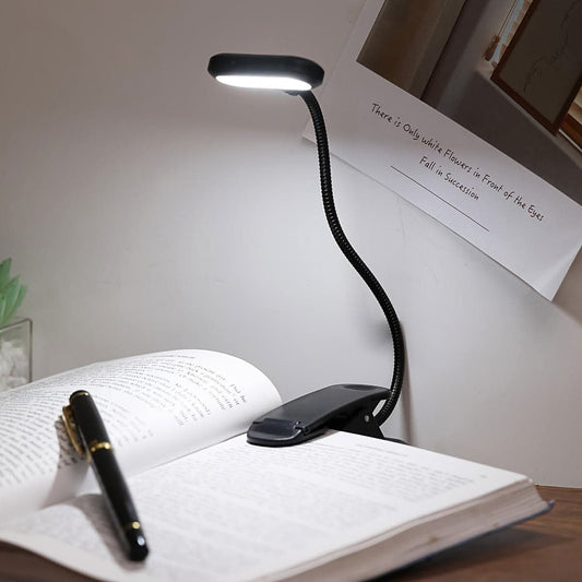 USB Rechargeable Clip-On Book Light – Flexible LED Reading Light for Books