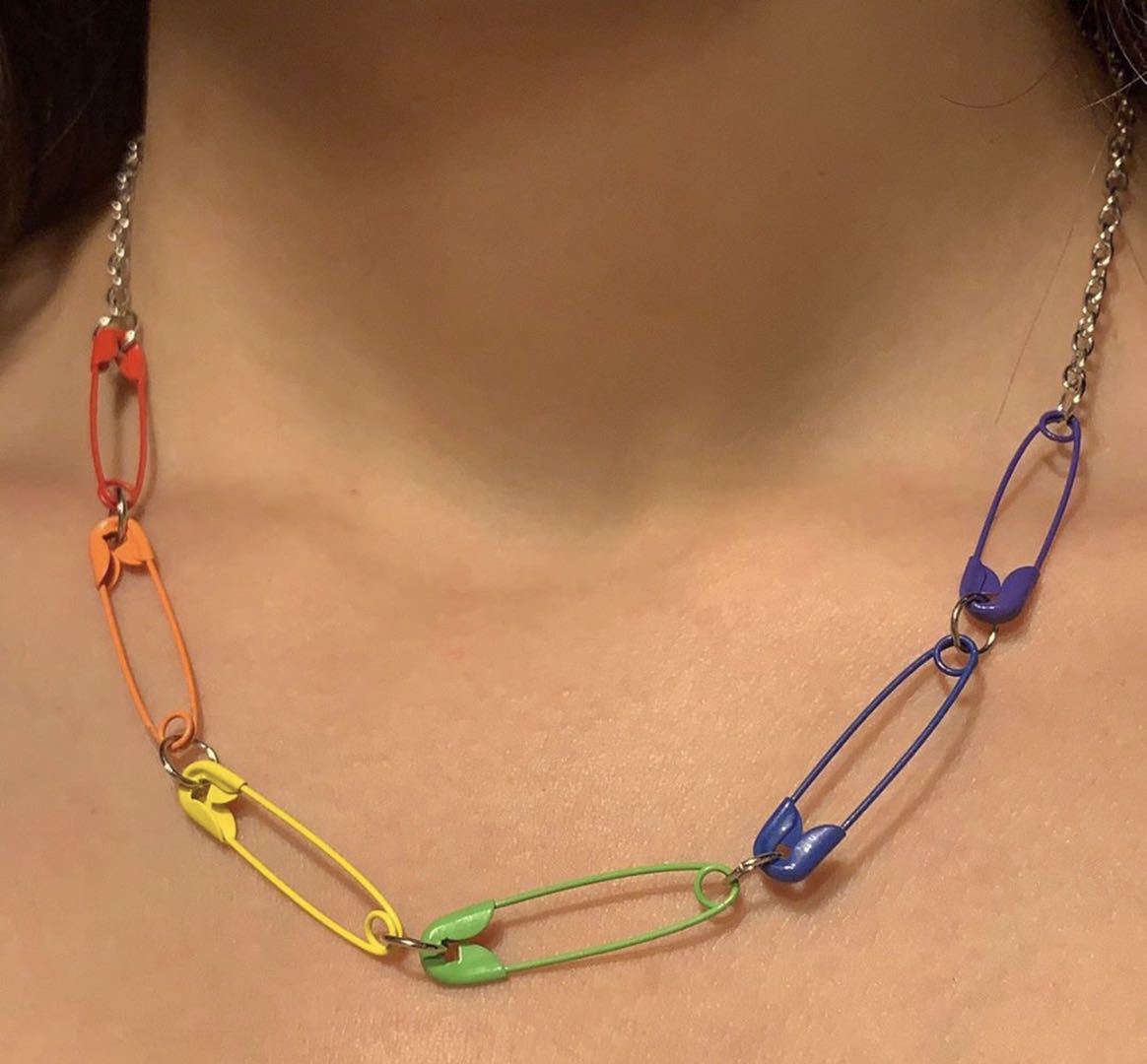 Unisex Colorful Beaded Hip Hop Necklace – Trendy Rainbow Chain Jewelry