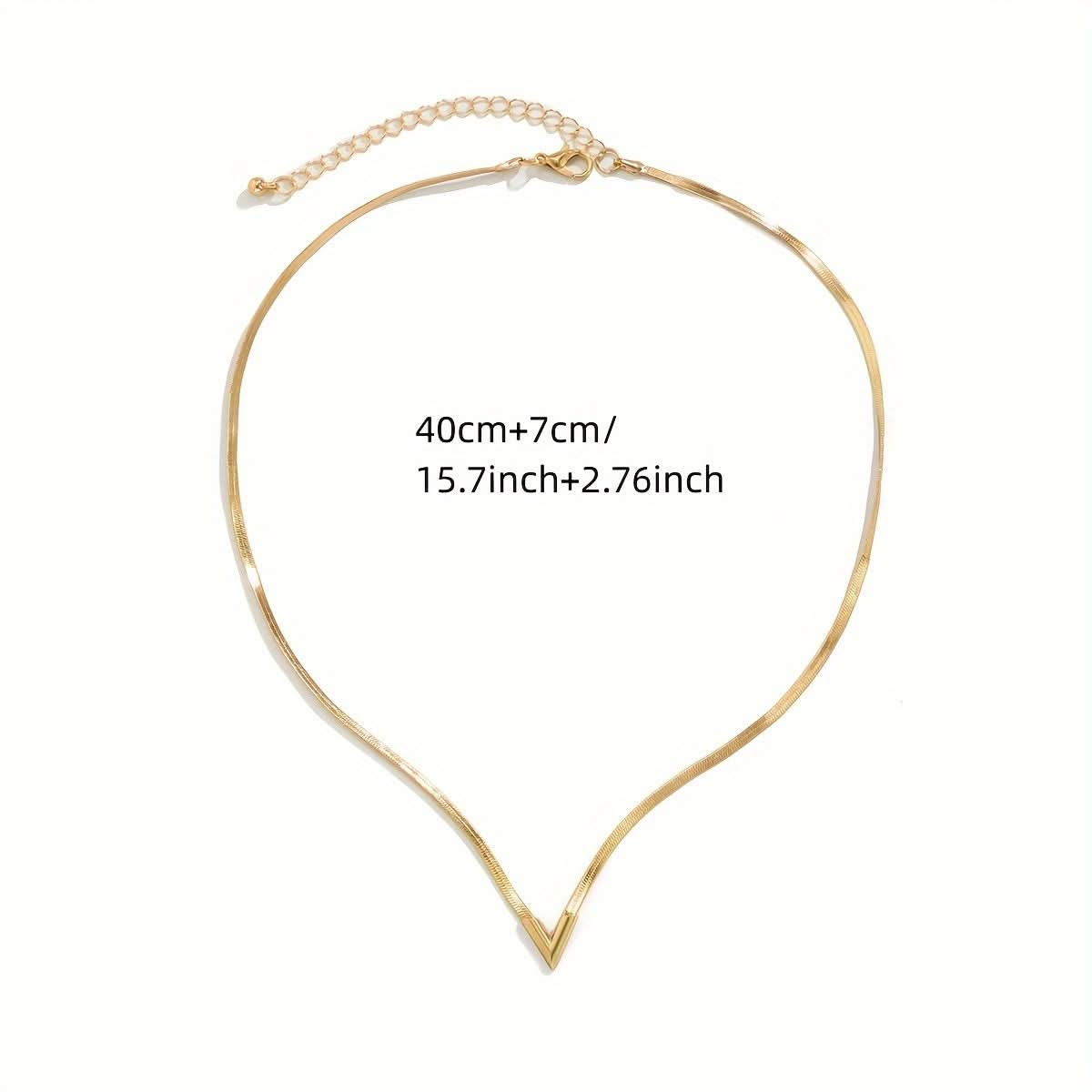 Silver V-Shaped Snake Chain Necklace, Minimalist Style