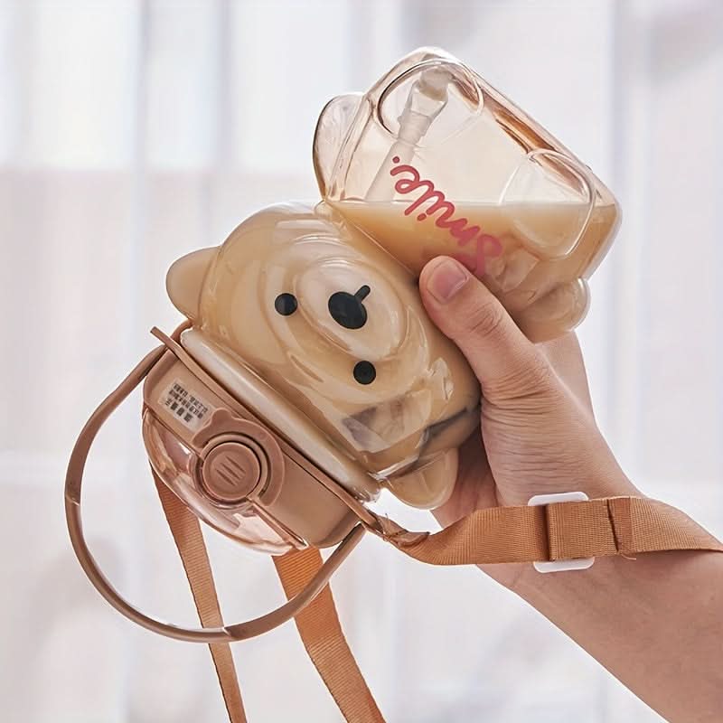 1000ml Kids' Cartoon Bear Straw Bottle – BPA-Free