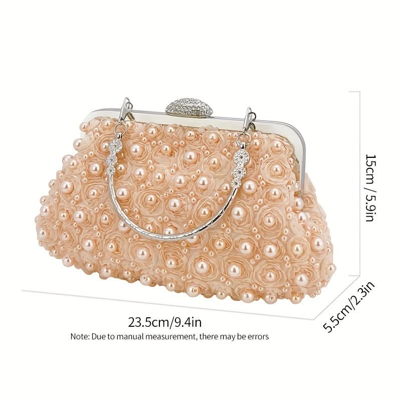 White Pearl Clutch with Floral Embellishments