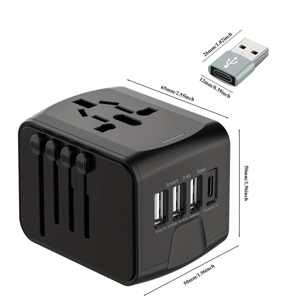 Universal Travel Plug Adapter with USB-C & USB-A