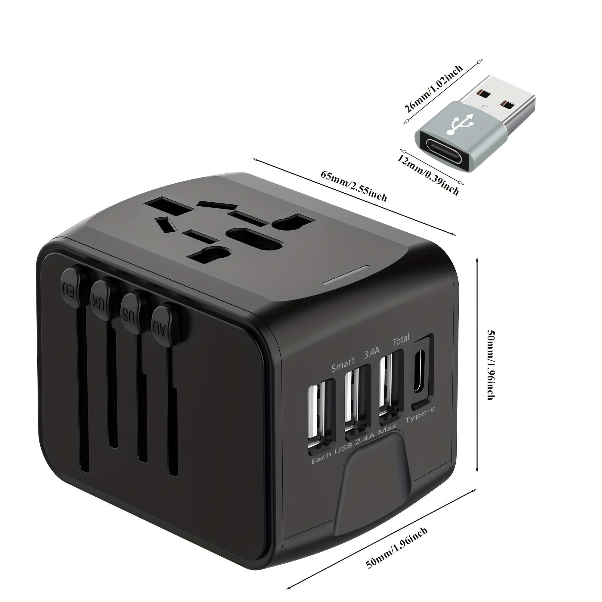 Universal Travel Plug Adapter with USB-C & USB-A
