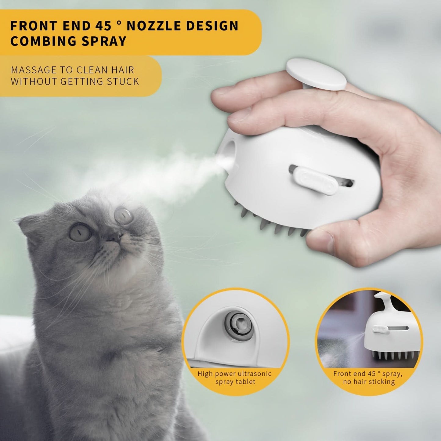 USB Rechargeable Pet Grooming Brush with Spray