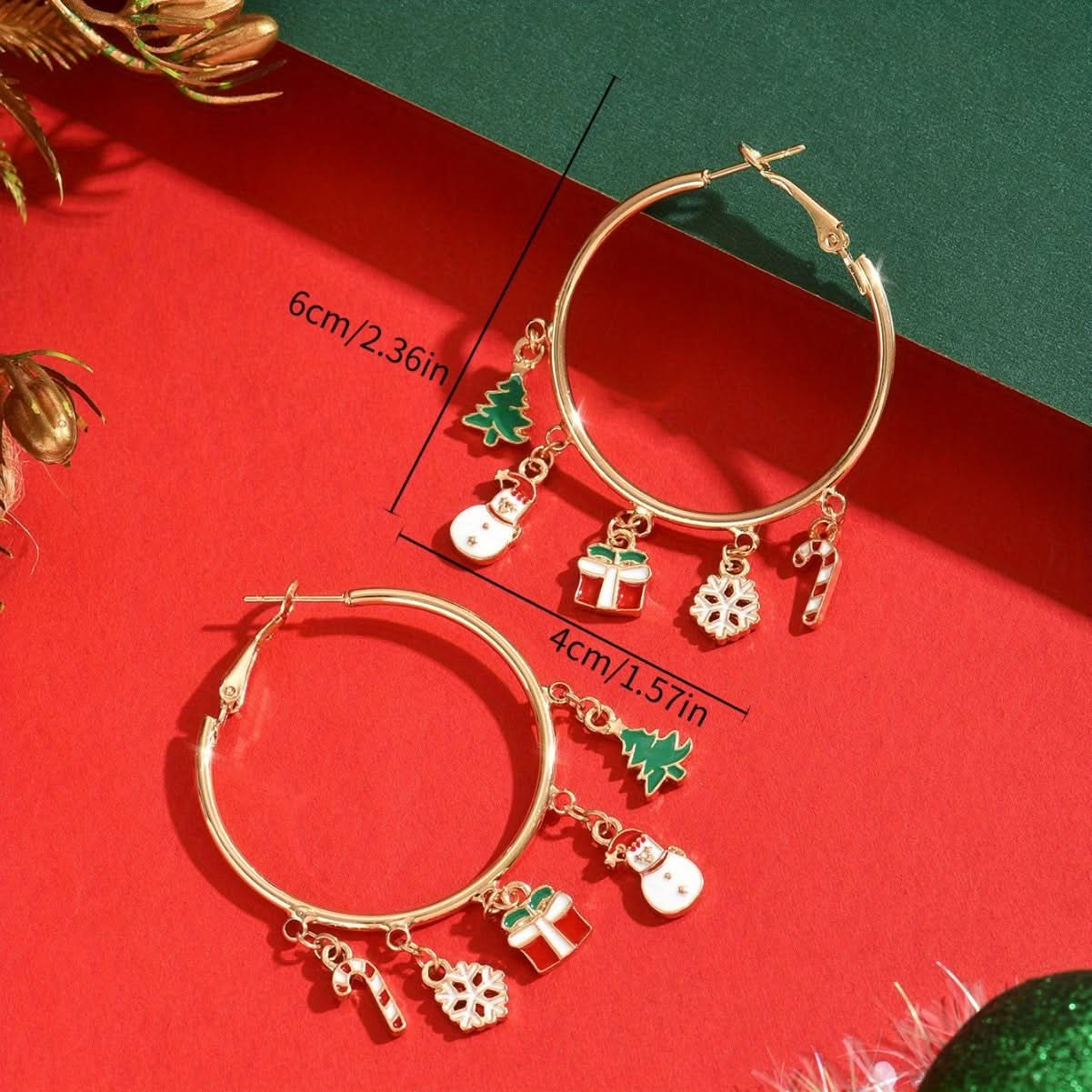 Christmas Snowflake Hoop Earrings for Women