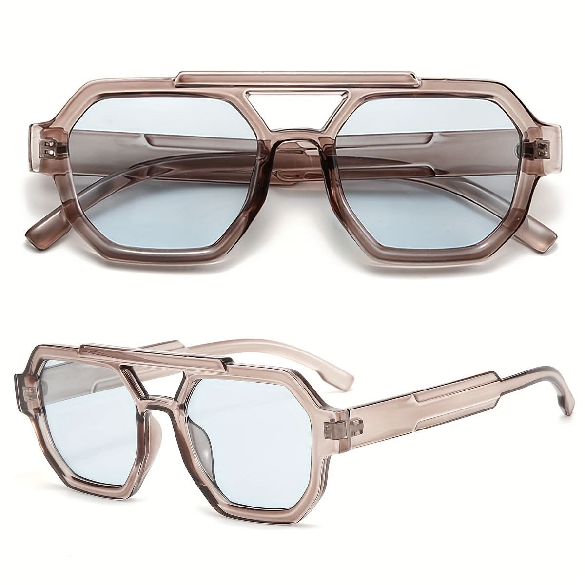 Retro Polygonal Flat-Top Sunglasses for Men & Women