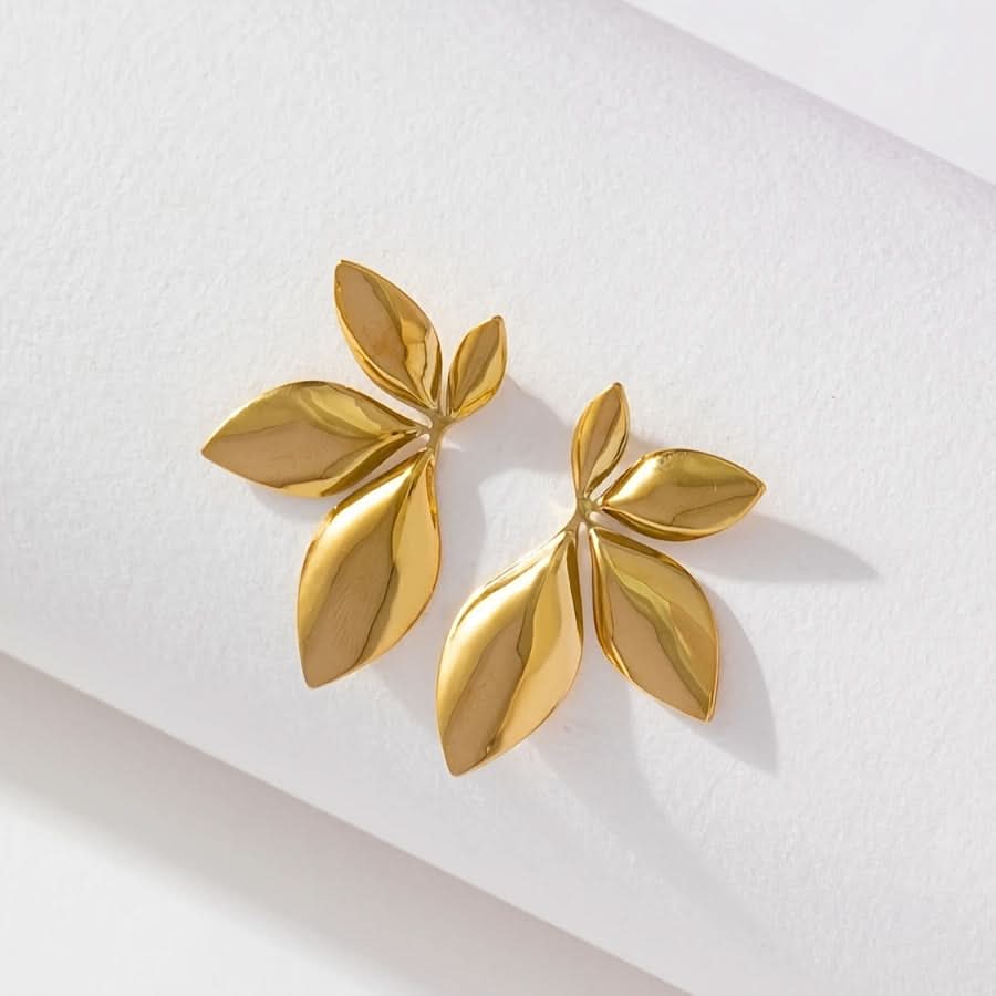 Vintage Leaf-Shaped Titanium Steel Pendant Earrings
