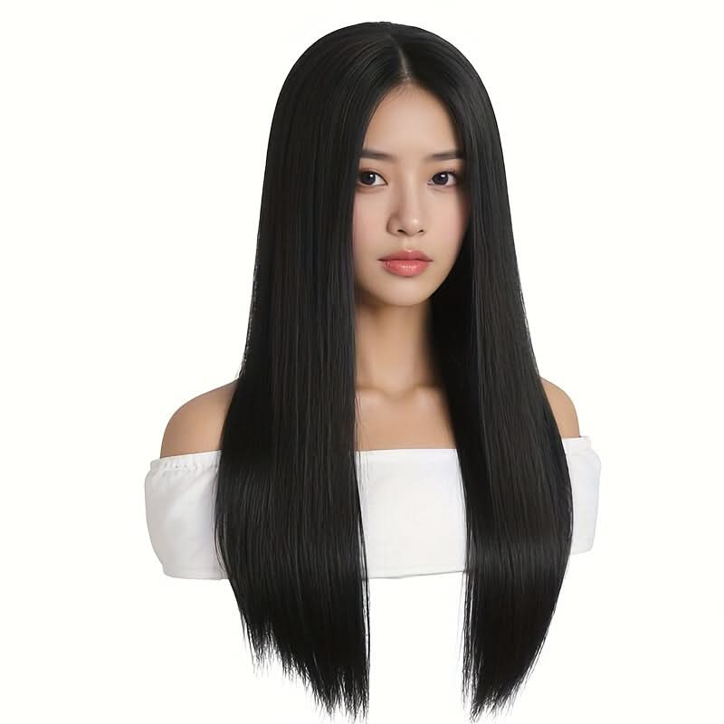 Women's Elegant 28-Inch Straight Long Wig – High Temperature Fiber