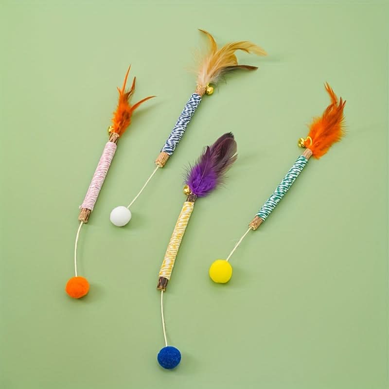 4pcs Interactive Cat Toys with Wand & Ball
