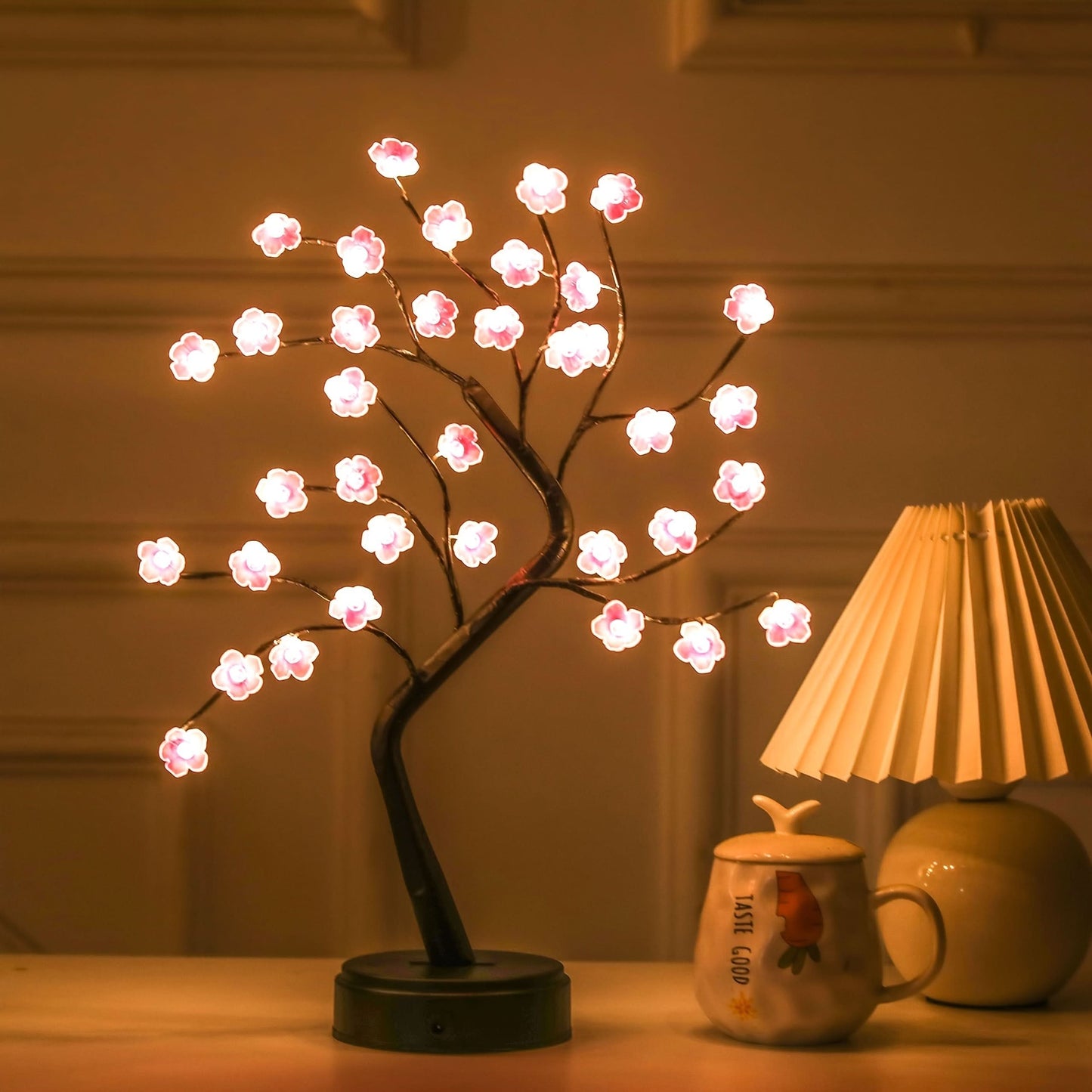Cherry Blossom LED Bonsai Tree Lamp - USB & Battery Powered