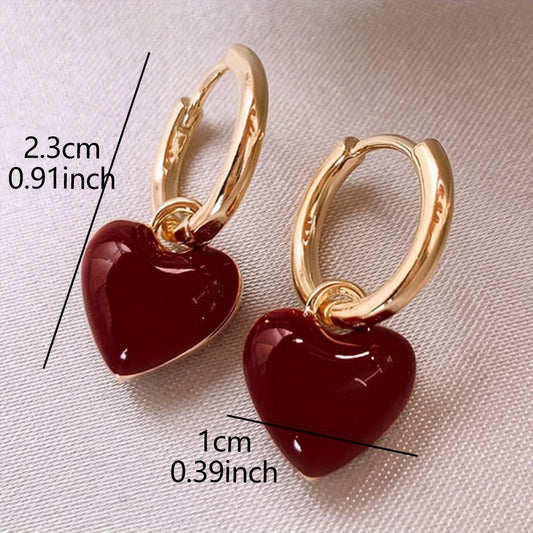 Vintage Elegance Copper Heart Drop Earrings