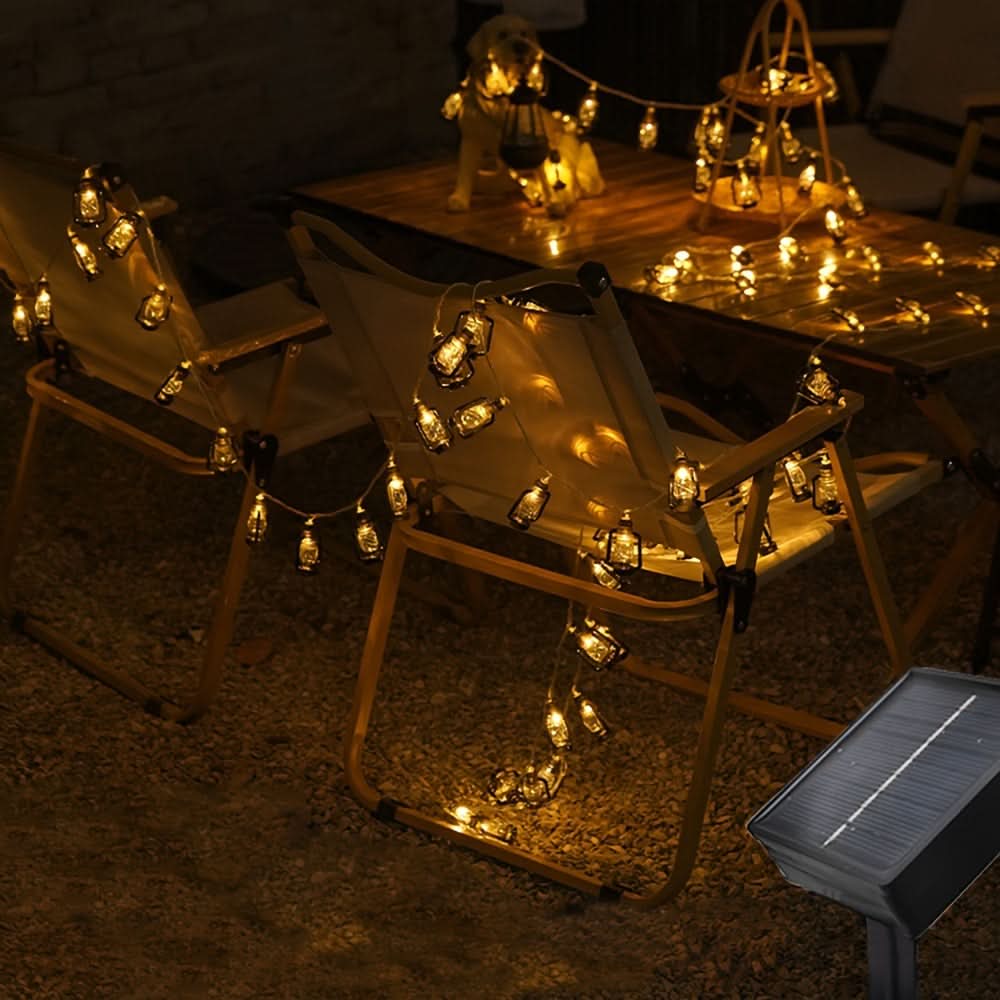 Solar-Powered Antique Lantern Fairy Lights, 6.3 meters
