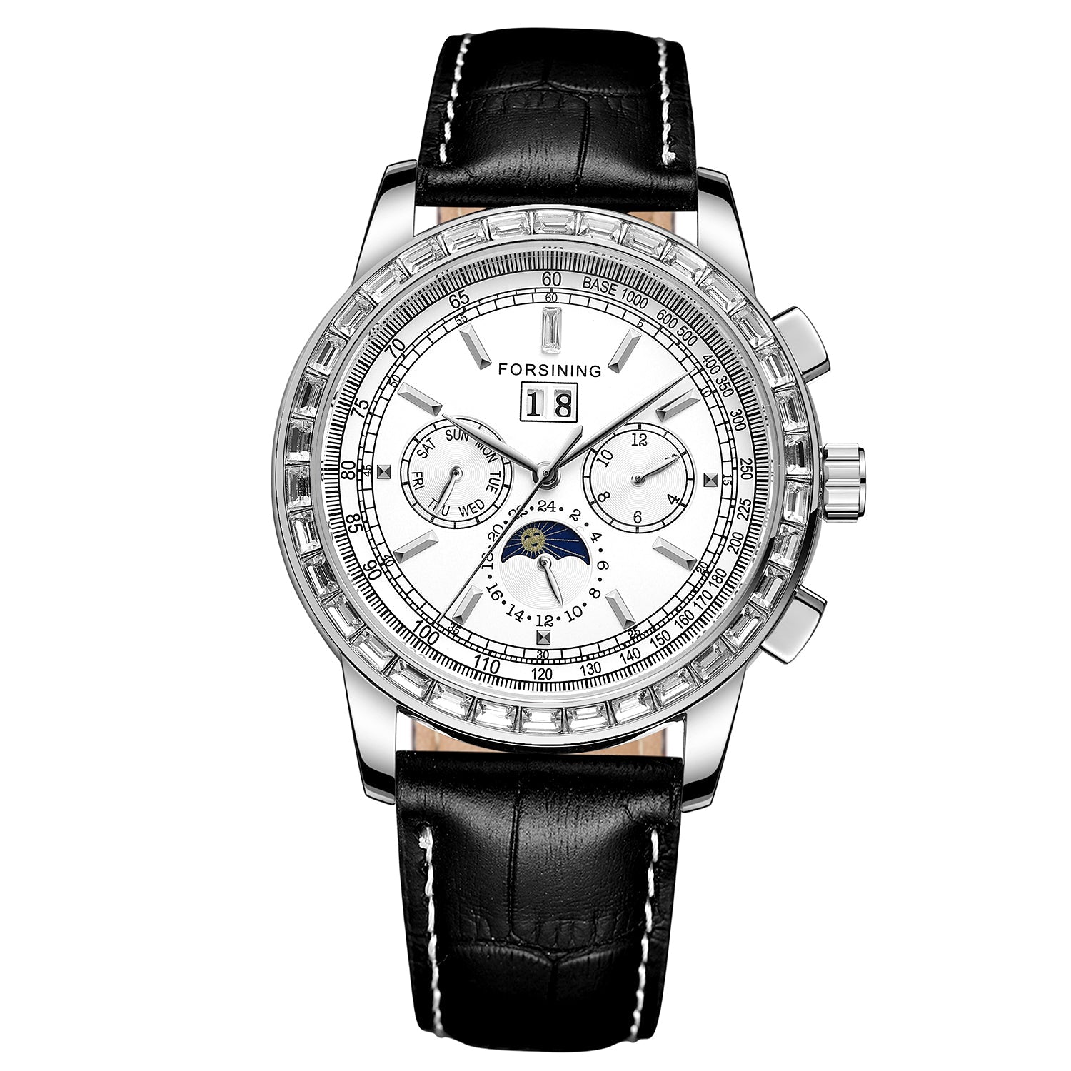 Men’s Rhinestone Mechanical Watch – Multifunction Semi-Automatic Timepiece
