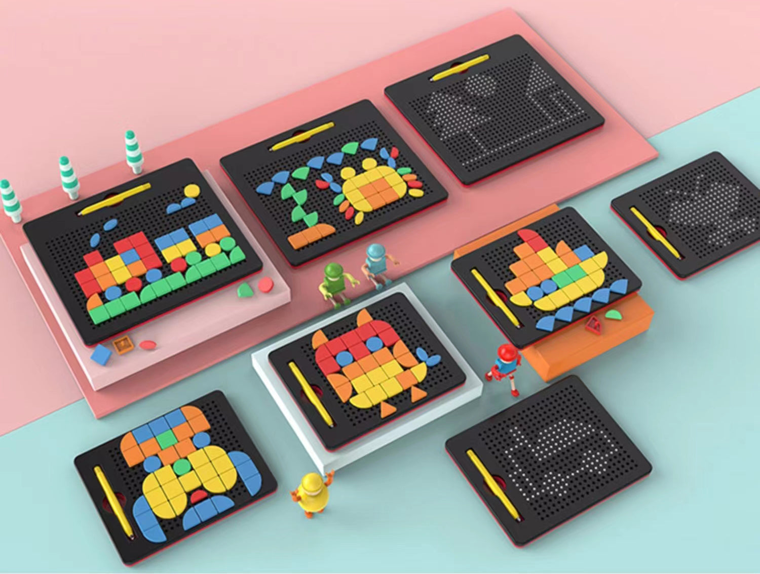 Magnetic Beads Drawing Board with Magnetic Pen and Puzzle