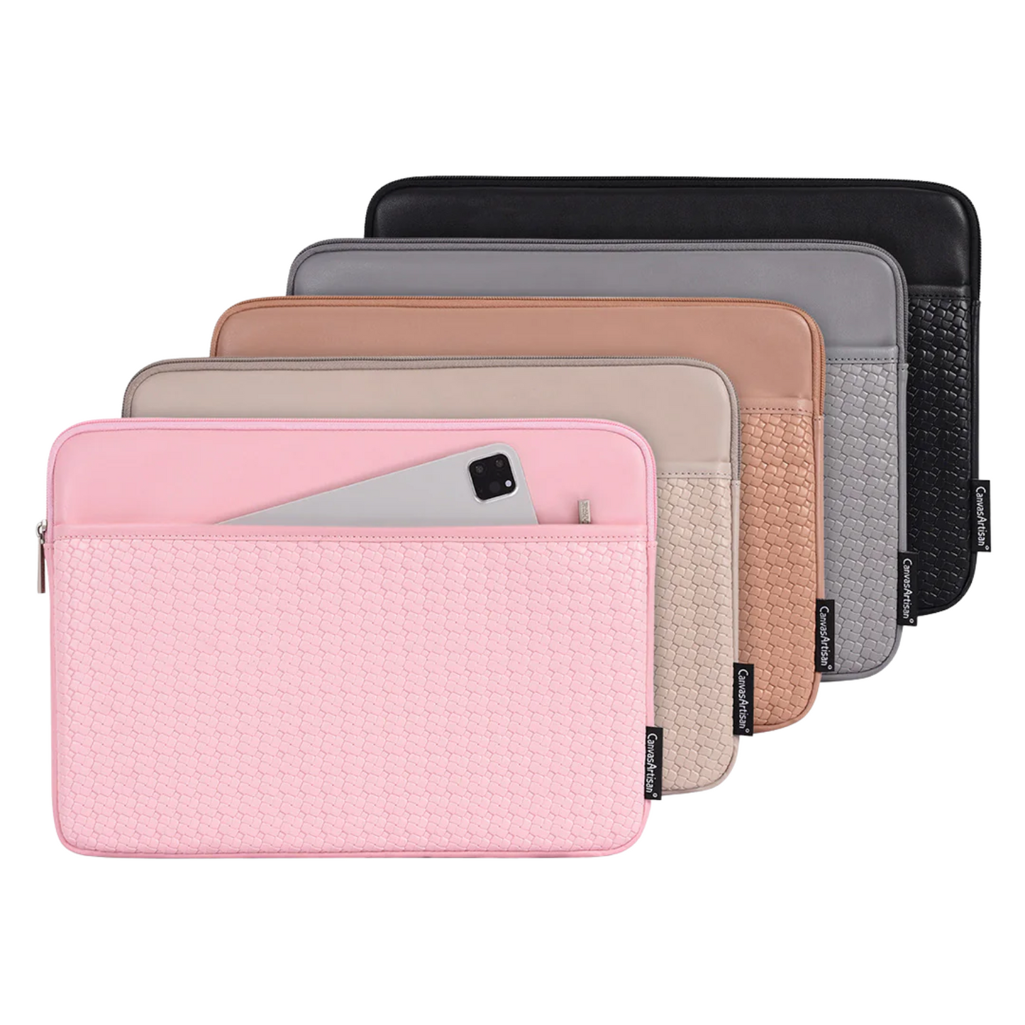 Woven Textured Laptop Sleeve – Shock-Resistant PU Case (11"-15" Inches)