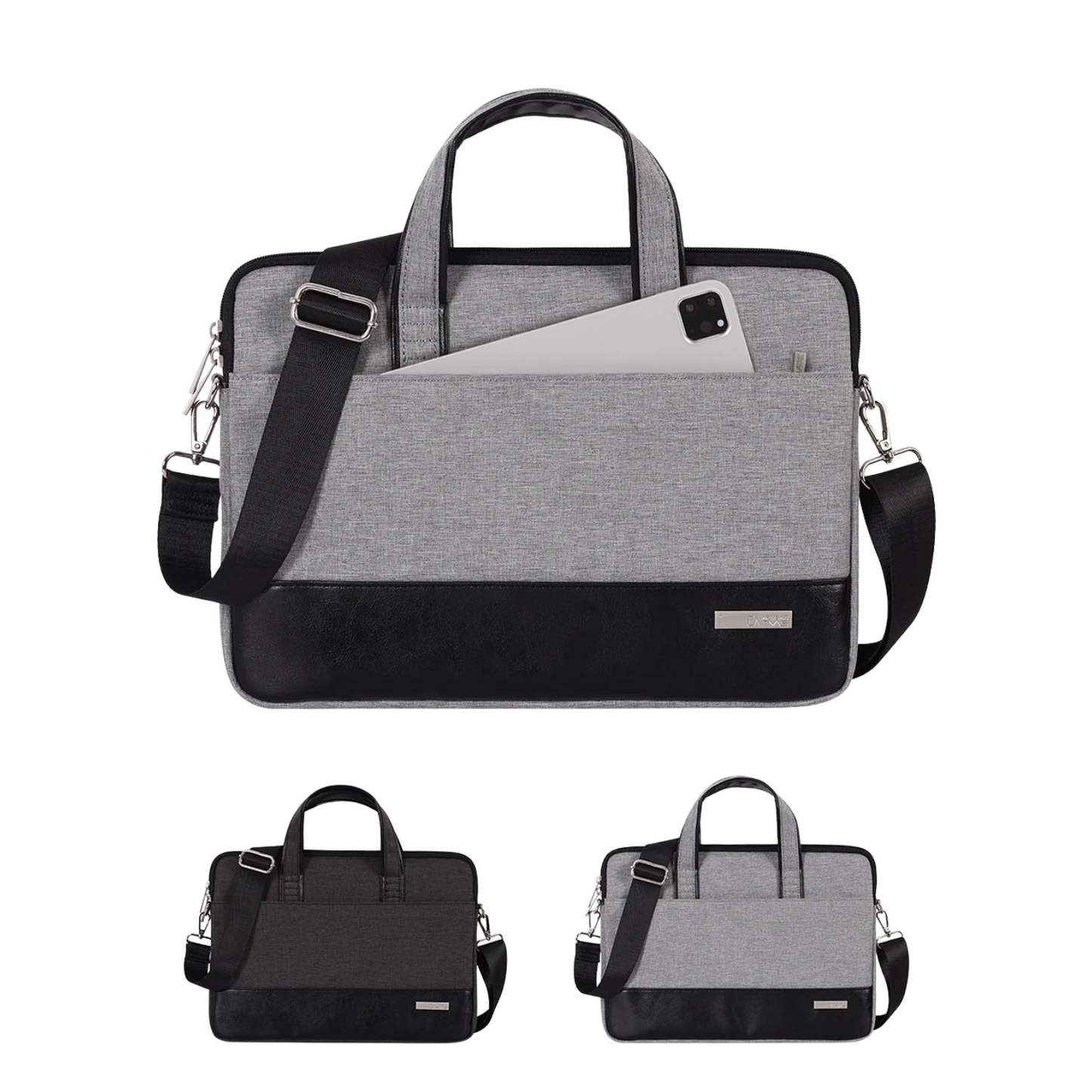 Colorblock Waterproof Laptop Bag – Fits 13" & 15" – Business Style with Front Pocket